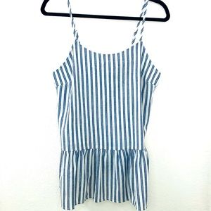 Suzanne Betro Linen Stripe Spaghetti Strap Top